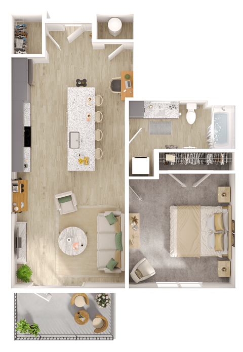 a floor plan of a living room with a bedroom and a dining room